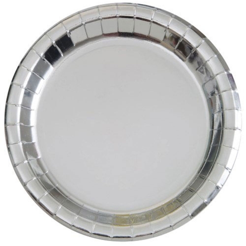 Plate 18cm Silver Foil pk 8