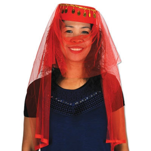 Hat & Veil Arabian Princess Red Ea