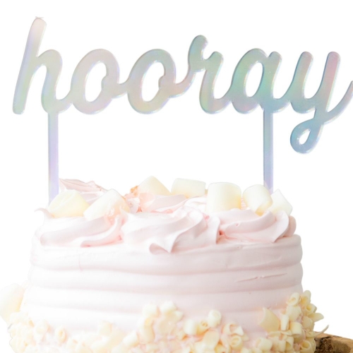 Cake Topper Hooray Holographic Acrylic Ea