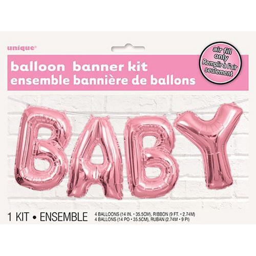 Balloon Foil Script Baby Pink 35cm Ea