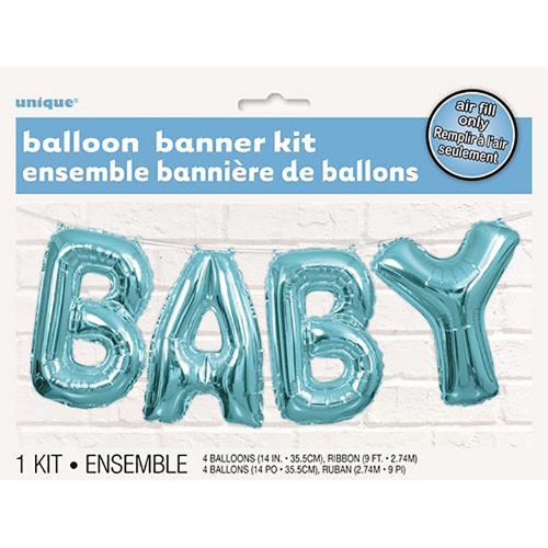 Balloon Foil Script Baby Blue 35cm Ea
