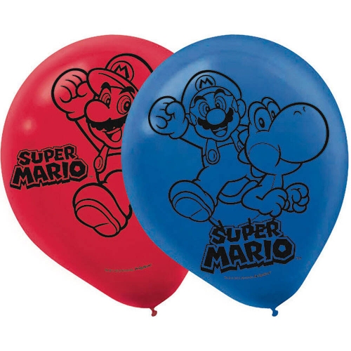 Super Mario Latex Balloons 28cm Pk 6