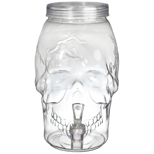 Drink Dispenser Glass Skull 26cmx 10cm Ea