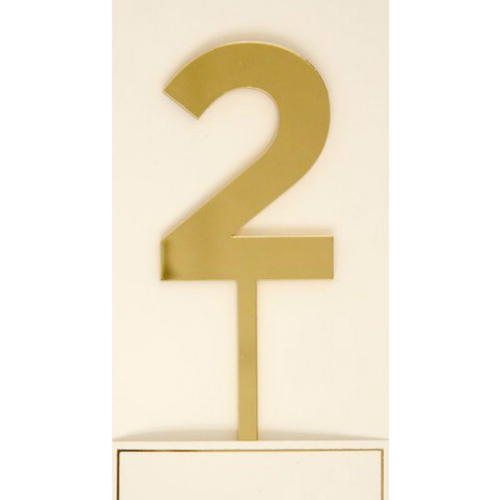Cake Topper Number 2 Gold Acrylic EA