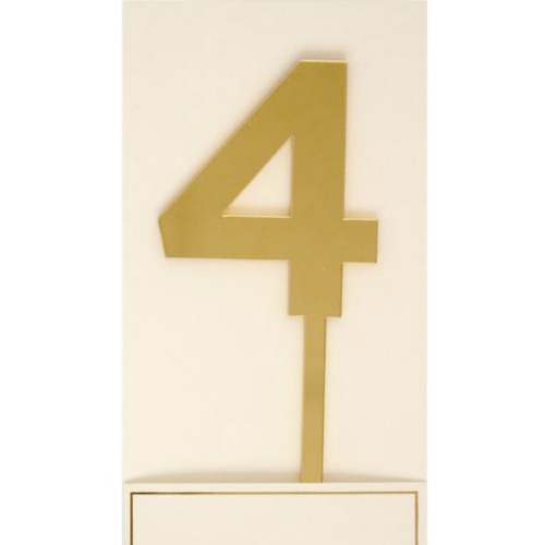 Cake Topper Number 4 Gold Acrylic EA