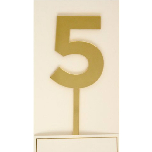 Cake Topper Number 5 Gold Acrylic EA