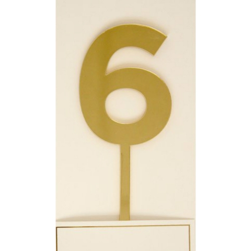 Cake Topper Number 6 Gold Acrylic EA
