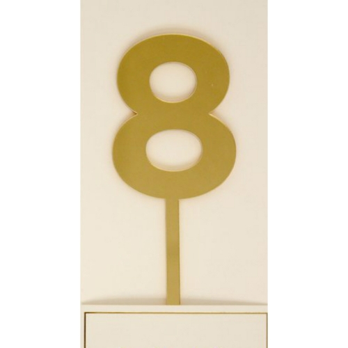 Cake Topper Number 8 Gold Acrylic EA