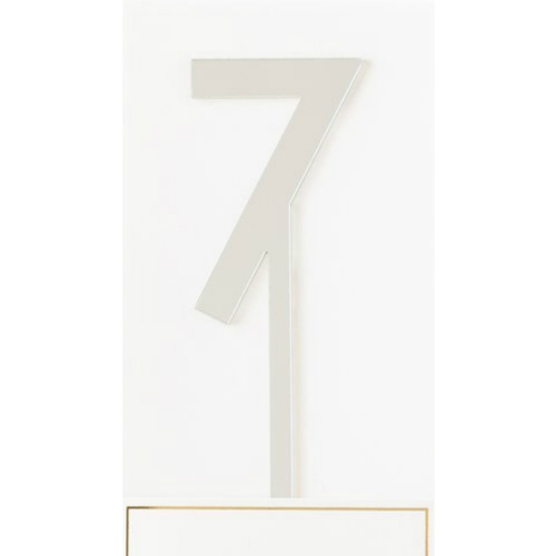 Cake Topper Number 7 Silver Acrylic EA