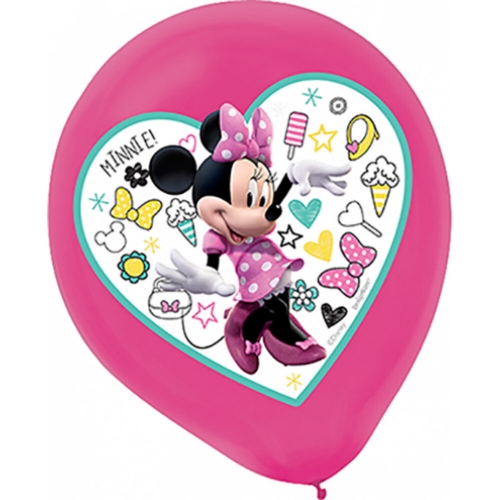 Minnie Mouse Latex Balloon 28cm Pk 6