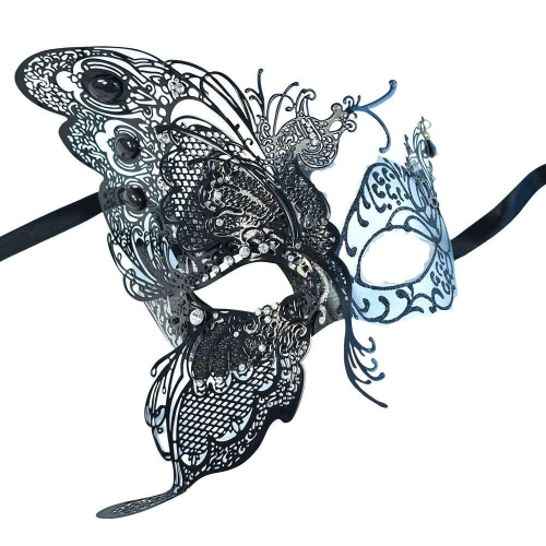 Mask Metal Silver and Black Butterfly Ea