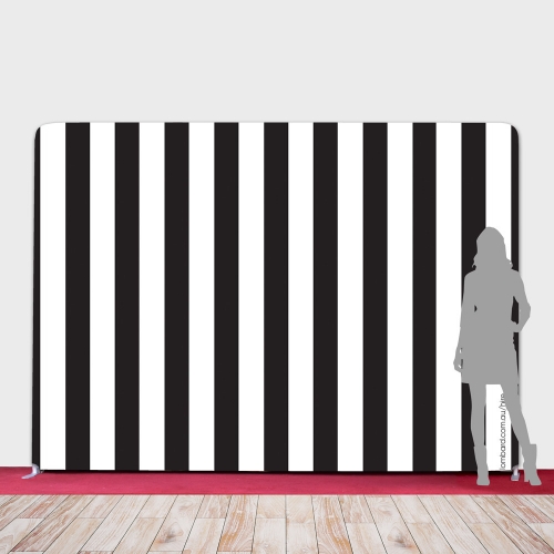 Lombard Vivid Backdrop Stripes Black and White 2.28m x 2.92m Hire