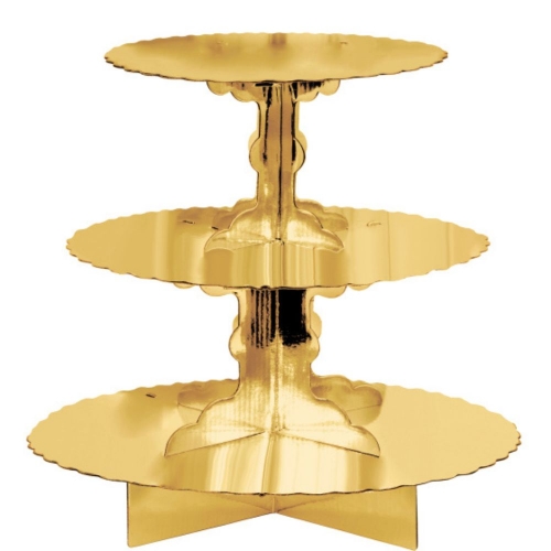Cup Cake Stand Gold 3 Tier 30cm Ea
