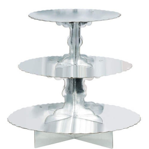 Cup Cake Stand Silver 3 Tier 30cm Ea