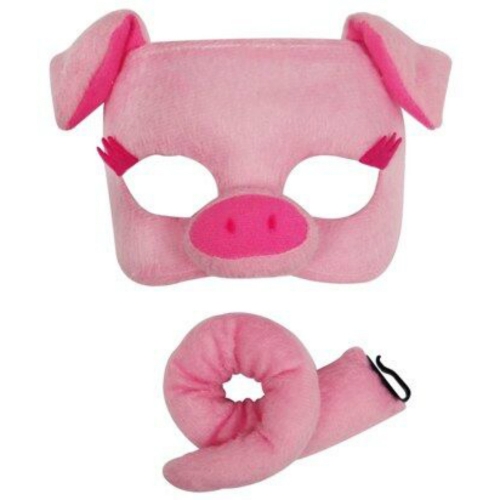 Animal Mask and Tail Set Pig Deluxe Ea