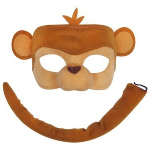 Animal Mask and Tail Set Monkey Deluxe Ea