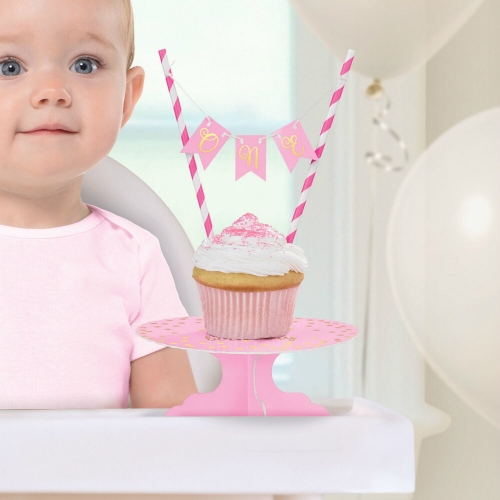 1st Birthday Pink Mini Cake Stand Kit Ea