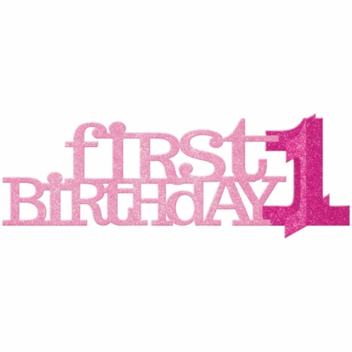 1st Birthday Pink Glittered Centerpiece 35cm Ea