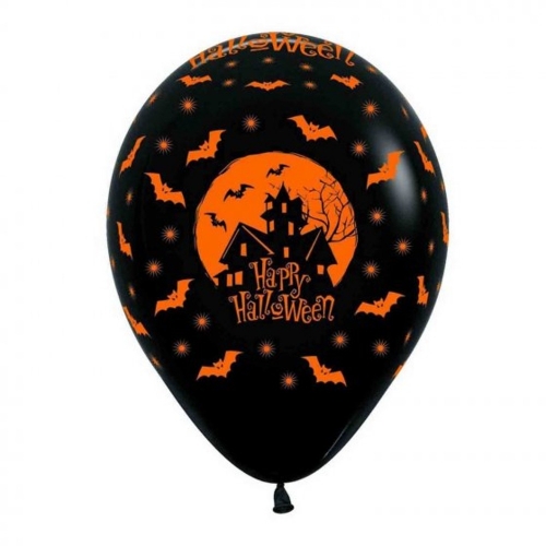 Balloon Latex 28cm Halloween Print pk 12