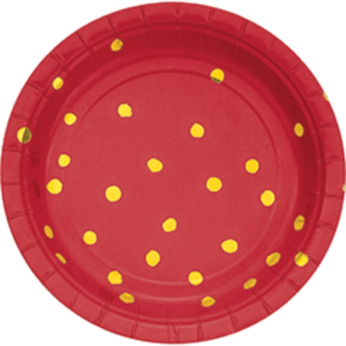 Plate Red and Gold Foil Plate 17cm pk 8 LIMITED STOCK
