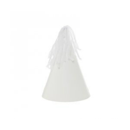 Party Hat With Paper Tassel White Pk 10