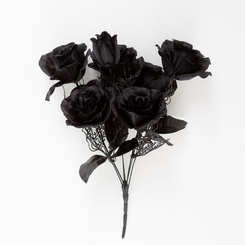 Rose Bouquet Black 35cm Ea