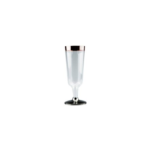 Deluxe Champagne Glass Rose Gold Rim Pk 6