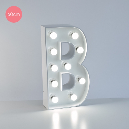 Marquee Letter B 60cm White Metal with Lights HIRE