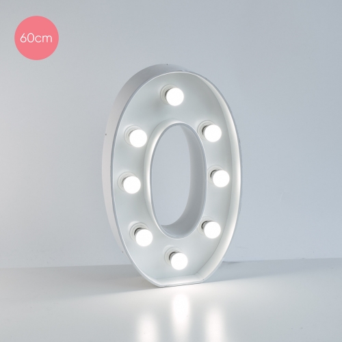 Marquee Letter O 60cm White Metal with Lights HIRE