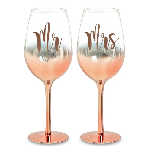Champagne Glass Mr & Mrs Rose Gold Ombre Ea