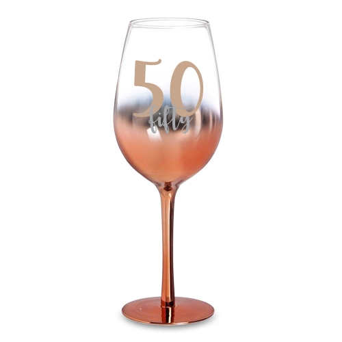 Champagne Glass 50th Rose Gold Ombre Ea