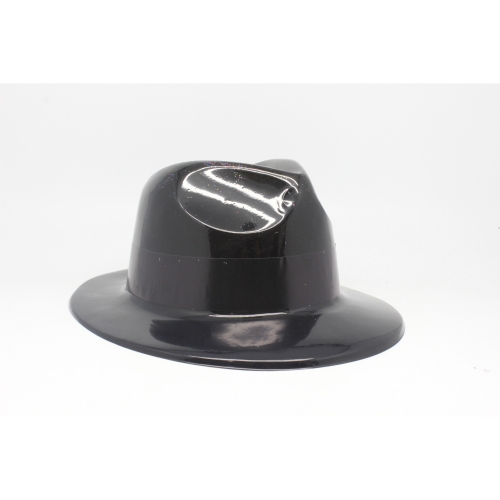 Hat Gangster Black with Black Band Plastic Ea LIMITED STOCK
