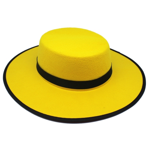 Hat Boater Yellow and Black Ea
