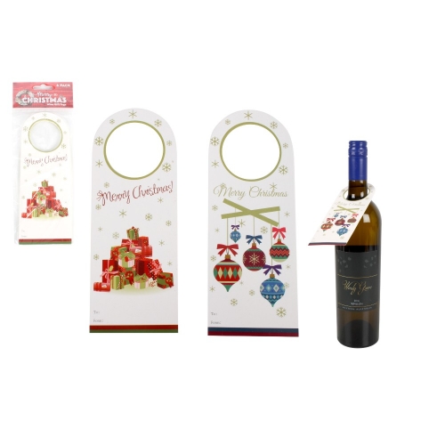 Christmas Wine Bottle Tags 15cm Pk 6 LIMITED STOCK