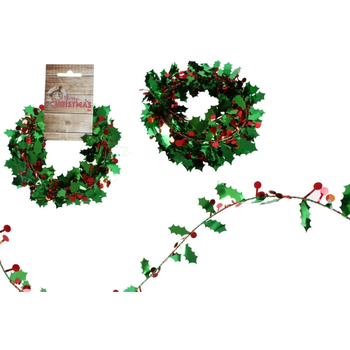 Holly Wire Garland 5m Ea