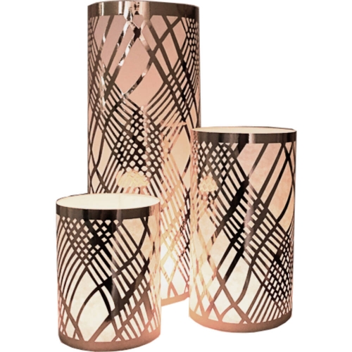Table Decoration Weave Rose Gold with LED pk 3