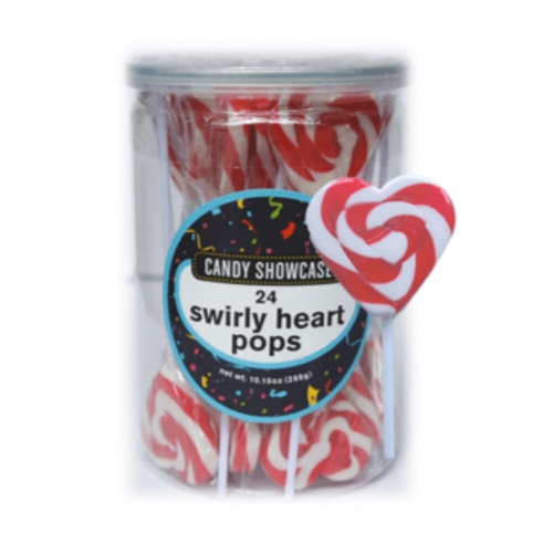 Candy Heart Pop Swirly Red Pk 24