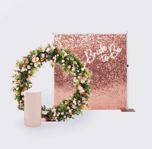 Backdrop Pak16 Floral Hoop, Shimmer, Neon Sign & Acrylic Plinth HIRE Ea