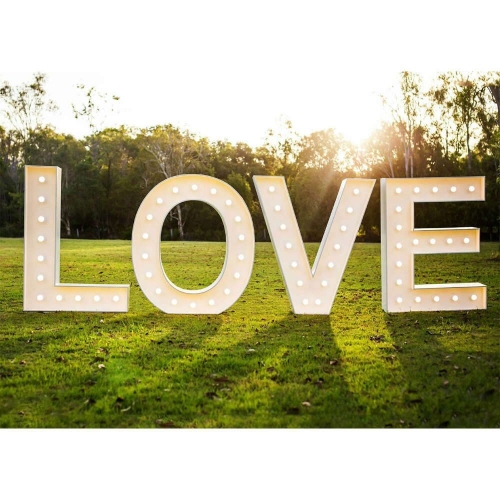 Marquee LOVE Set 60cm White Metal with Lights HIRE Ea