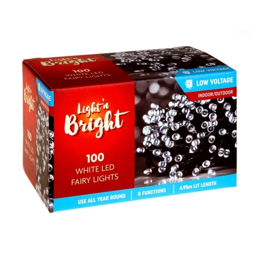 Lights Fairy White with 8 Functions Pk 100 LIMITED STOCK