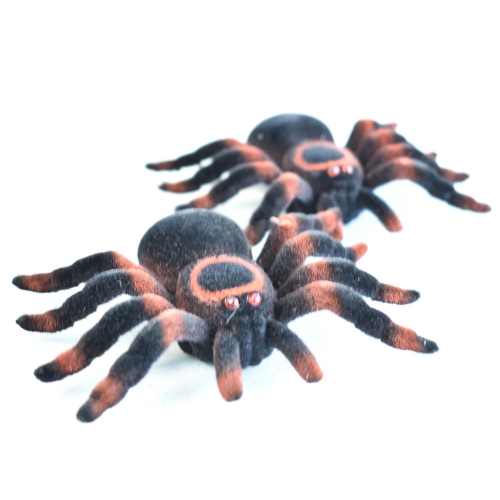 Spider Flocked Black & Orange 15cm PK 2