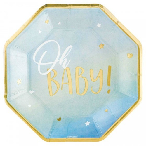 Oh Baby Blue Plate 26cm Pk 8