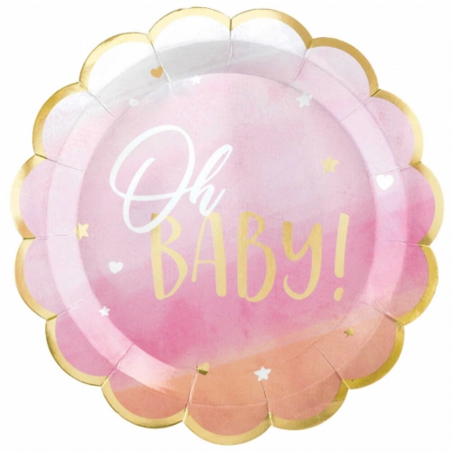 Oh Baby Pink Plate 26cm Pk 8