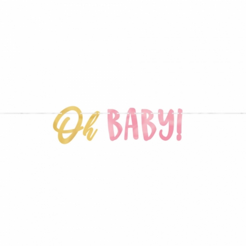 Oh Baby Pink Letter Banner 1.7m Ea