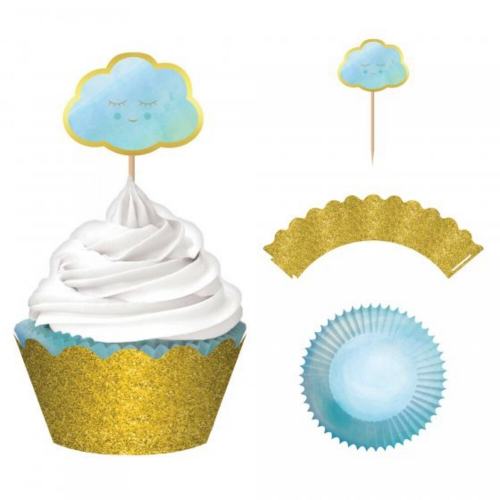 Oh Baby Blue Cupcake Kit Pk 24 LIMITED STOCK