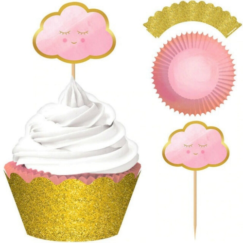 Oh Baby Pink Cupcake Kit Pk 24 LIMITED STOCK