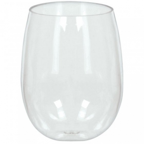Wine Glass Stemless Plastic 350ml Pk 8
