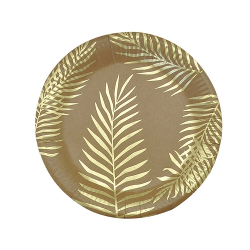 Plate Gold Botanical Kraft 23cm Pk 6