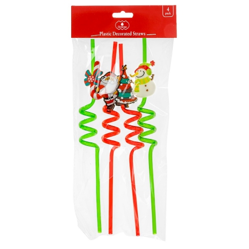 Christmas Novelty Straw Pk 4 LIMITED STOCK