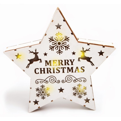 Christmas Star with LED Wooden 25cm EA